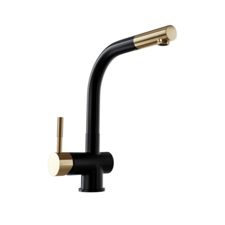 Globalo Design Lobio Black/Light Gold Mat Ring 1.1 Bateria kuchenna z wyciąganą wylewką czarna/jasny złoty mat z powłoką PVD LOBIO_LGM_RING_BLACK