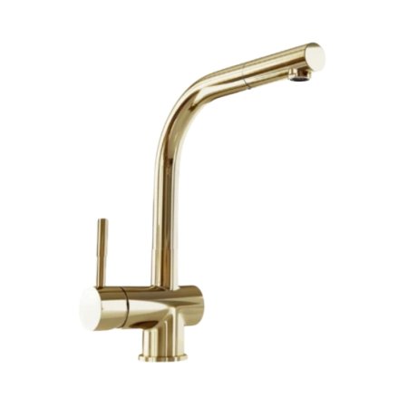 Globalo Exclusive Lobio Light Gold 1.1 Bateria kuchenna z wyciąganą wylewką jasny złoty z powłoką PVD LOBIO_LIGHT_GOLD