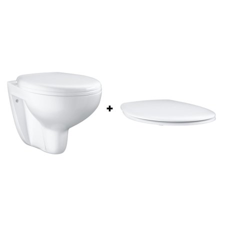 Grohe Bau Ceramic Zestaw Toaleta WC podwieszana 53,1x36,8 cm bez kołnierza z deską sedesową wolnoopadającą, biała 39427000+39493000