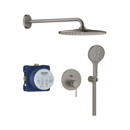 Grohe Essence Zestaw prysznicowy podtynkowy z deszczownicą brushed hard graphite 25287AL0