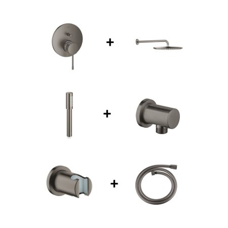 Grohe Essence Zestaw prysznicowy podtynkowy z deszczownicą brushed hard graphite GNS141