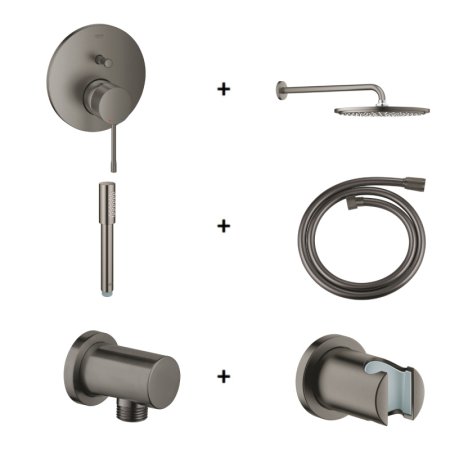 Grohe Essence Zestaw prysznicowy podtynkowy z deszczownicą brushed hard graphite GROHEESSZPAL01