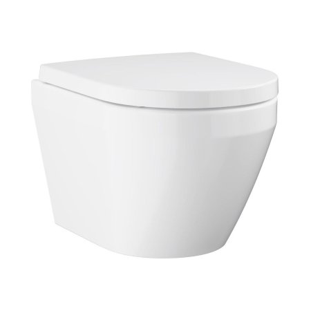Grohe Euro Ceramika Zestaw Toaleta WC 49x35,5 cm Triple Vortex bez kołnierza spłukiwanie wirowe kr&oacute;tka biel alpejska z powłoką HyperClean + deska wolnoopadająca 102509SH00