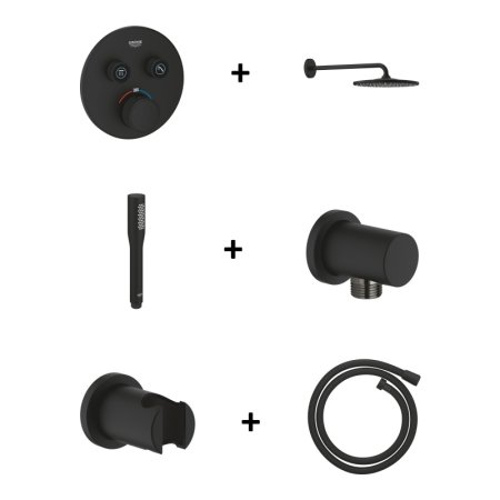 Grohe Grohtherm Smartcontrol Zestaw prysznicowy termostatyczny podtynkowy z deszczownicą phantom black GNS181