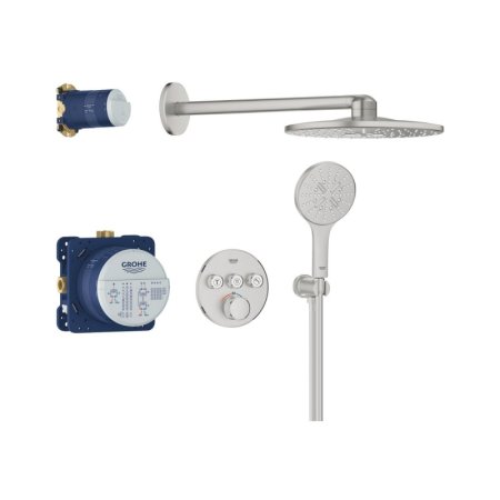 Grohe Grohtherm SmartControl Zestaw prysznicowy termostatyczny podtynkowy z deszczownicą stal nierdzewna 34863DC0