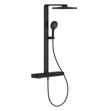 Grohe Spa Rainshower Aqua Pure Zestaw prysznicowy termostatyczny natynkowy z deszczownicą przepływ 8,7 l/min phantom black 100964KF00