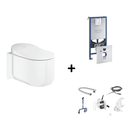 Grohe Zestaw Toaleta WC myjąca Sensia Arena biel alpejska + stelaż WC Rapid SLX 3w1 + zestaw do spłukiwania automatycznego GNS171