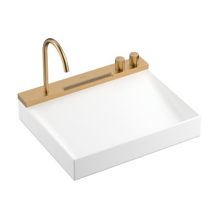 Hansgrohe Avalegra AquaUnit Zestaw Umywalka nablatowa 58x47,5 cm biały + bateria umywalkowa brąz szczotkowany 22472140