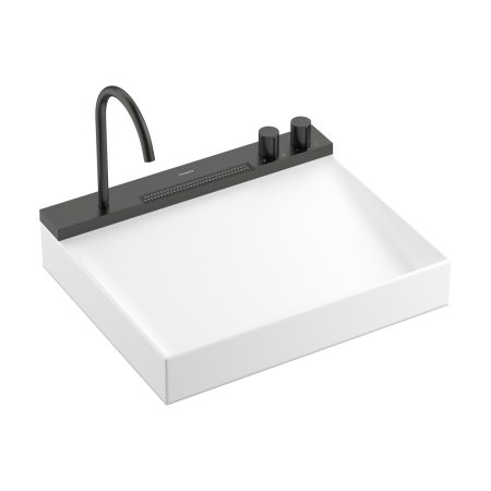 Hansgrohe Avalegra AquaUnit Zestaw Umywalka nablatowa 58x47,5 cm biały + bateria umywalkowa czarny chrom szczotkowany 22472340