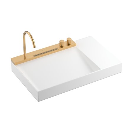 Hansgrohe Avalegra AquaUnit Zestaw Umywalka nablatowa 78x47,5 cm biały + bateria umywalkowa brąz szczotkowany 22473140