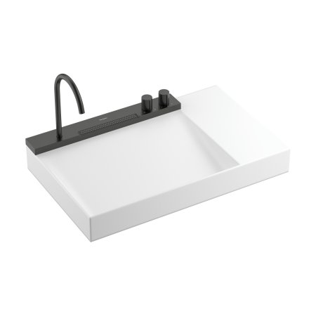 Hansgrohe Avalegra AquaUnit Zestaw Umywalka nablatowa 78x47,5 cm biały + bateria umywalkowa czarny chrom szczotkowany 22473340