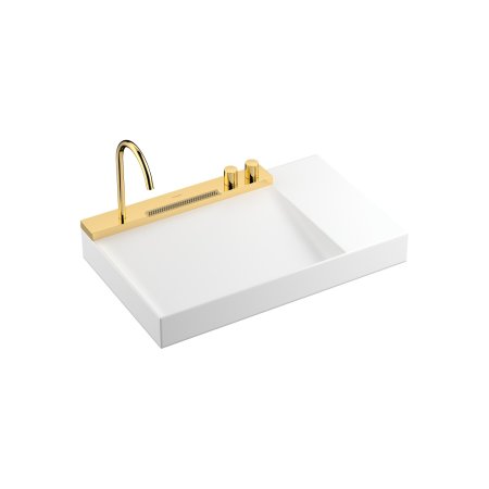 Hansgrohe Avalegra AquaUnit Zestaw Umywalka nablatowa 78x47,5 cm biały + bateria umywalkowa złoty optyczny polerowany 22473990