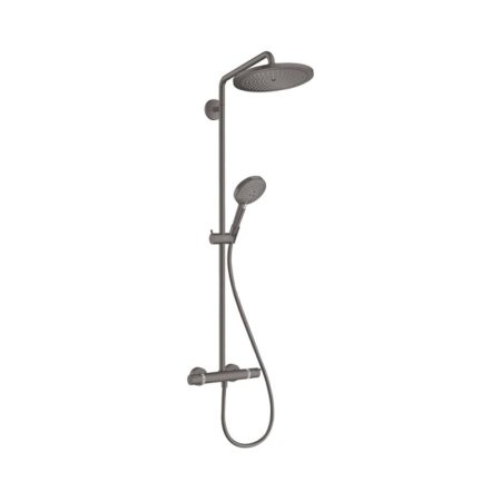 Hansgrohe Croma Select S Zestaw prysznicowy termostatyczny natynkowy z deszczownicą czarny chrom szczotkowany 26891340