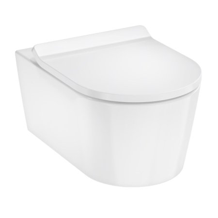 Hansgrohe EluPura S Zestaw Toaleta WC bez kołnierza AquaHelix Flush + deska wolnoopadająca Slim biały połysk z powłoką SmartClean 61115450