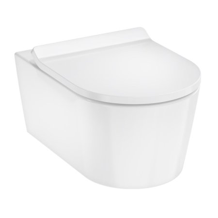 Hansgrohe EluPura S Zestaw Toaleta WC bez kołnierza AquaHelix Flush + deska wolnoopadająca Slim biały połysk z powłoką HygieneEffect 62025450