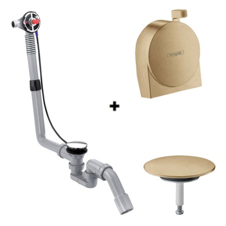 Hansgrohe Exafill S Syfon wannowy z napełnieniem przez przelew + zestaw napełniający brąz szczotkowany 58115180+58117140