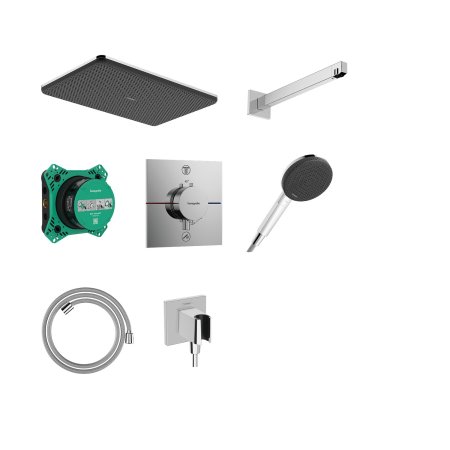 Hansgrohe Raindance Alive Q Zestaw prysznicowy 21x34 cm 1jet z baterią termostatyczną i iBox universal 2 podtynkowy Chrom 24620000