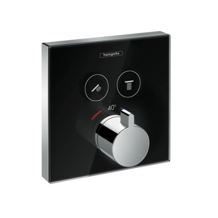 Hansgrohe ShowerSelect Glass Bateria wannowo-prysznicowa podtynkowa z termostatem czarny/chrom 15738600
