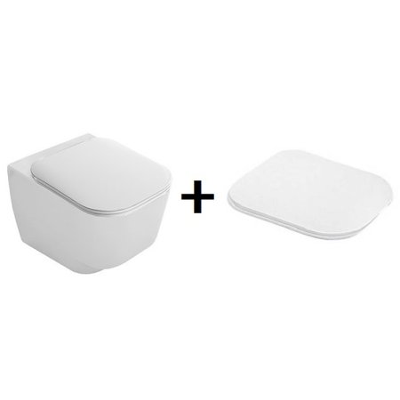 Hatria Fusion 48 Zestaw Toaleta WC podwieszana 48x35 cm z deską sedesową wolnoopadającą, biała 00YXZL01+00Y1EY01