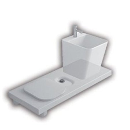 Hatria G-Full Wielofunkcyjna ławka wisząca z toaletą WC i miejscem na umywalkę 120x50 cm lewa, biała YXJX01