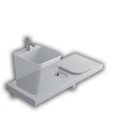 Hatria G-Full Wielofunkcyjna ławka wisząca z toaletą WC i miejscem na umywalkę 120x50 cm prawa, biała YXJW01