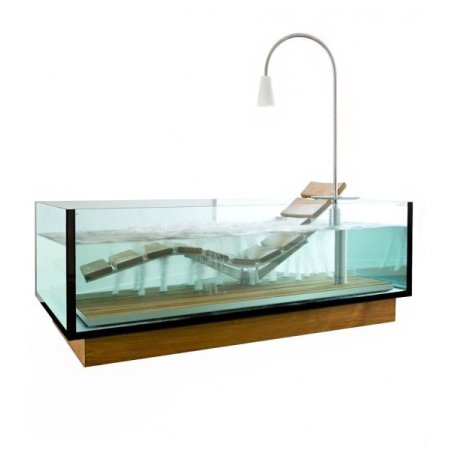 Hoesch Water Lounge Wanna prostokątna 200x120 cm z leżanką, szklana/drewniana 3704