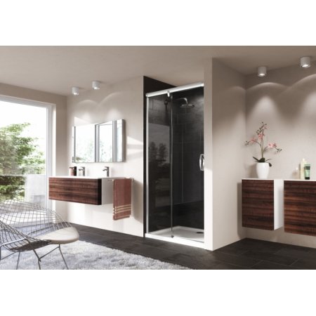 Huppe Aura Elegance 4-kąt Drzwi suwane 1-częściowe ze stałym segmentem 140x190 cm profile chrom eloxal szkło przezroczyste Anti-Plaque 401406.092.322