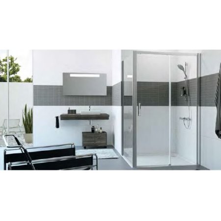 Huppe Classics 2 EasyEntry 4-kąt Drzwi suwane 1-częściowe ze stałym segmentem 100-180x120-200 cm wykonanie na wymiar mocowanie prawe profile srebrne połysk szkło privatima C25680069373