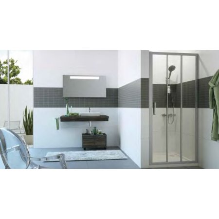 Huppe Classics 2 4-kąt Drzwi suwane 2-częściowe ze stałym segmentem 100x190 cm profile białe szkło przezroczyste Anti-Plaque C20305055322
