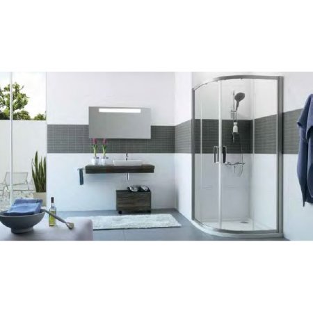 Huppe Classics 2 1/4 koła Drzwi suwane do kabiny prysznicowej półokrągłej 80x90x200 cm profile srebrne matowe szkło privatima C20614087373