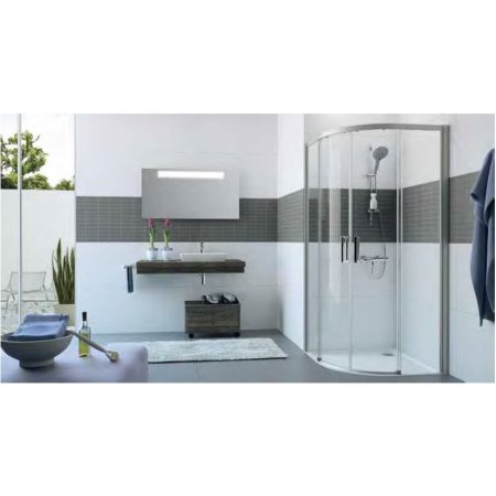 Huppe Classics 2 EasyEntry 1/4 koła Drzwi suwane do kabiny prysznicowej półokrągłej 100x100x200 cm profile srebrne połysk szkło przezroczyste C25508069321