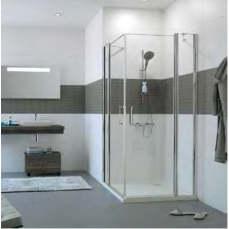 Huppe Classics 2 4-kąt Wejście narożnikowe drzwi skrzydłowe ze stałymi segmentami 80x80x190 cm profile srebrne połysk szkło przezroczyste Anti-Plaque C23001069322