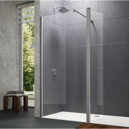 Huppe Design Pure Kabina prysznicowa Walk-In 90x200 cm profile srebrny połysk szkło przezroczyste z powłoką Anti-Plaque 8P1205092322