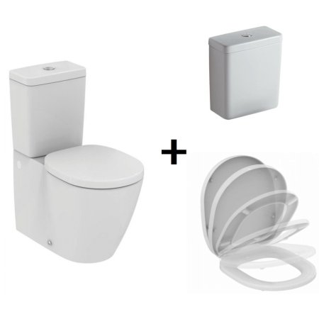 Ideal Standard Connect Zestaw Toaleta WC kompaktowa 66,5x36,5 cm z deską sedesową i zbiornikiem, biały E803701+E712701+E797101
