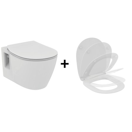 Ideal Standard Connect Zestaw Toaleta WC podwieszana 36x54 cm z deską sedesową wolnoopadającą typu Thin, biała E803501+E772401