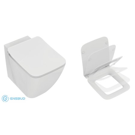 Ideal Standard Strada II Zestaw Toaleta WC stojąca 56x36,5 cm Aquablade z ukrytym mocowaniem i deską sedesową wolnoopadającą Thin, biały T296801+T360101