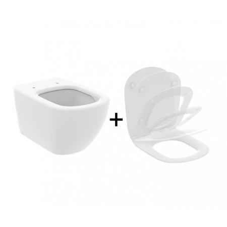Ideal Standard Tesi Toaleta WC 53,5x36,5 cm AquaBlade + deska wolnoopadająca biały mat T0079V1+T3527V1
