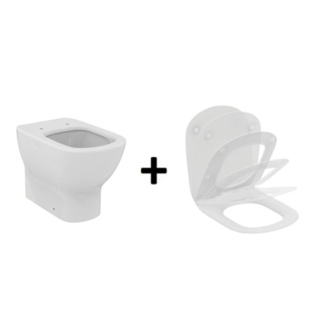 Ideal Standard Tesi Zestaw Toaleta WC stojąca AquaBlade bez kołnierza + deska wolnoopadająca Thin biały T007701+T352701