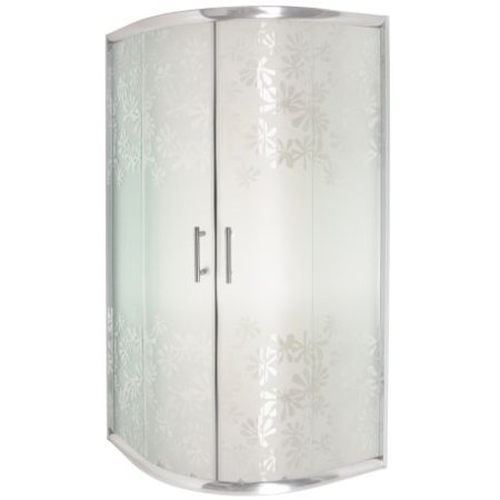 Invena Marbella Kabina prysznicowa półokrągła 90x90x180 cm, drzwi przesuwne, profile chrom, szkło w kwiaty AK-46-193