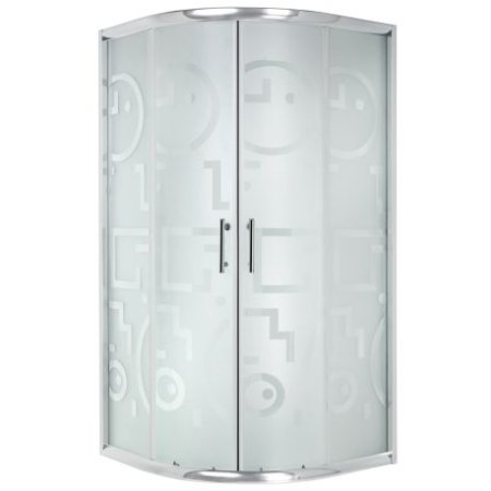 Invena Marbella Kabina prysznicowa półokrągła 90x90x180 cm drzwi przesuwne, profile chrom, szkło geo AK-46-195