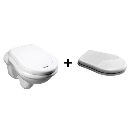 Kerasan Retro Zestaw Toaleta WC podwieszana 52x38 cm z deską sedesową zwykłą, biały 101501+109001