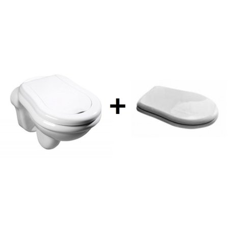 Kerasan Retro Zestaw Toaleta WC podwieszana 52x38 cm z deską sedesową wolnoopadającą, biały 101501+108801