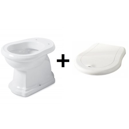 Kerasan Retro Zestaw Toaleta WC stojąca 53x38,5 cm odpływ poziomy z deską sedesową wolnoopadającą, biały/chrom 101101+108901