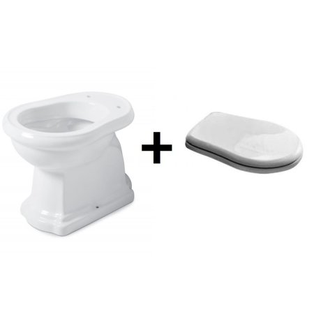 Kerasan Retro Zestaw Toaleta WC stojąca 53x38,5 cm odpływ poziomy z deską sedesową zwykłą, biały/chrom 101101+109001