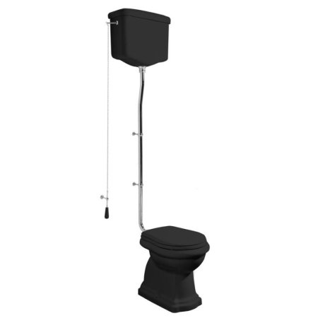 Kerasan Retro Zestaw Toaleta WC stojąca kompaktowa + spłuczka odpływ dolny czarny/chrom WCSET29-RETRO-SO
