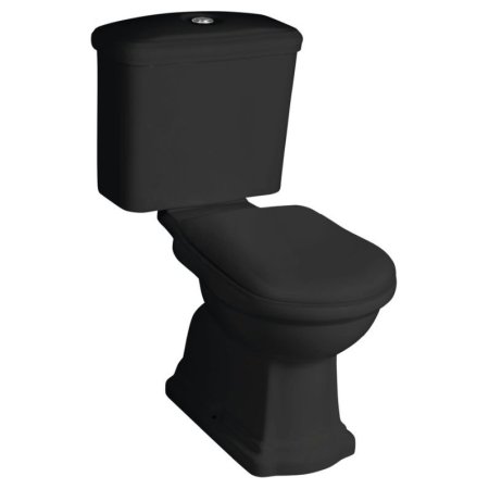 Kerasan Retro Zestaw Toaleta WC stojąca kompaktowa + spłuczka odpływ pionowy czarny/chrom WCSET33-RETRO-SO
