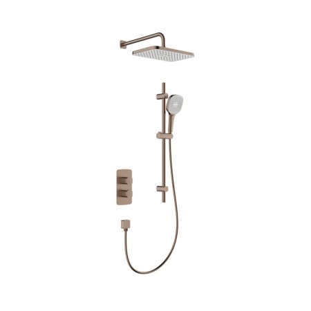 KFA Malaga Zestaw prysznicowy termostatyczny podtynkowy z deszczownicą brushed rose gold z powłoką PVD 5759-301-34