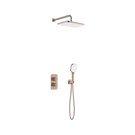 KFA Malaga Zestaw prysznicowy termostatyczny podtynkowy z deszczownicą brushed rose gold z powłoką PVD 5759-501-34