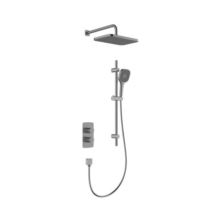 KFA Malaga Zestaw prysznicowy termostatyczny podtynkowy z deszczownicą gun metal grey z powłoką PVD 5759-301-61