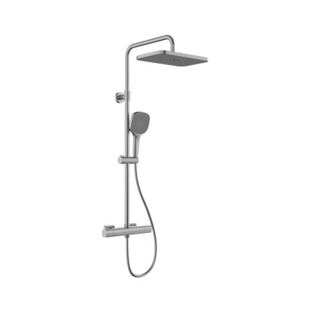 KFA Malaga Zestaw prysznicowy termostatyczny natynkowy z deszczownicą gun metal grey z powłoką PVD 5756-910-61
